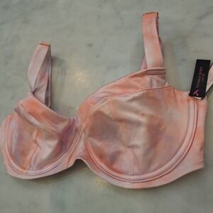 New Victoria's Secret Bikini Top Sz 34DD Pink Tie Dye Underwire Swim No pads